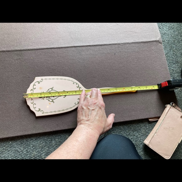 Vintage Pereline hand mirror pink & yellow - Picture 3 of 10